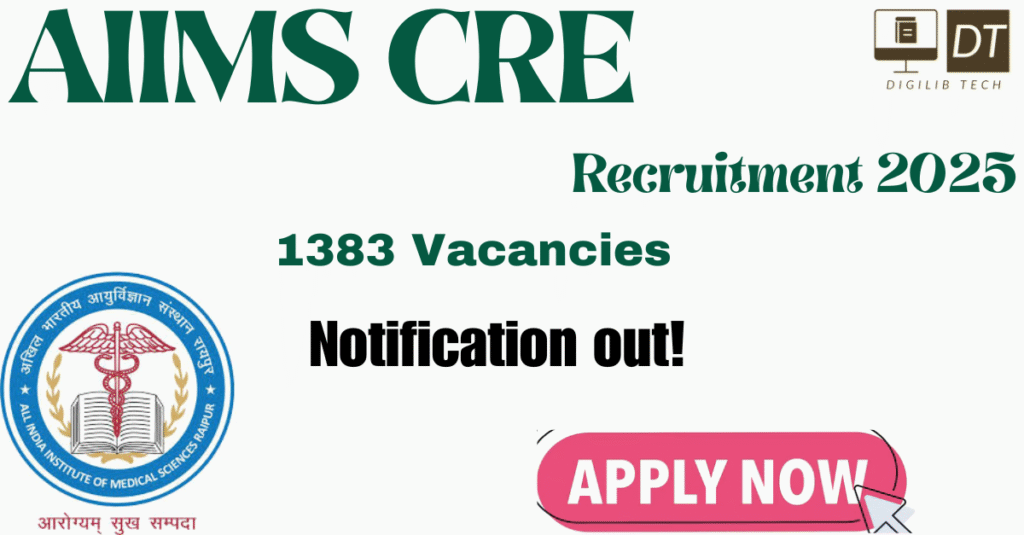 AIIMS CRE Recruitment 2025: Submit Online Applications for 1383 