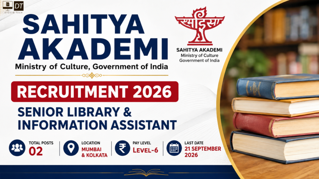 Sahitya Akademi Recruitment 2026: Senior Library & Information Assistant Posts